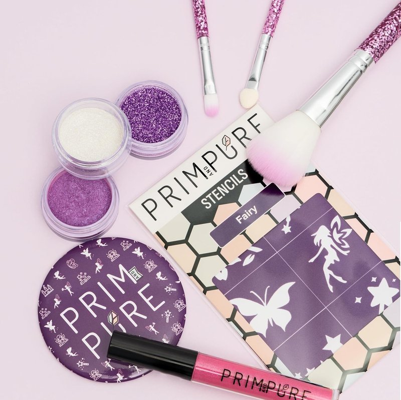 Kids Makeup Gift Set - Bioglitter Eyeshadow, Lip Gloss & Accessories | Fairy Purple