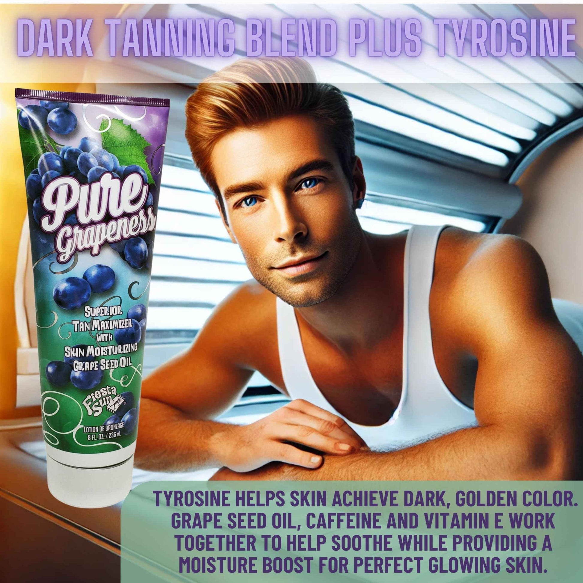 Fiesta Sun Pure Grapeness Tanning Bed Lotion Tan Maximizer with Tyrosine and DHA, 8 ounces