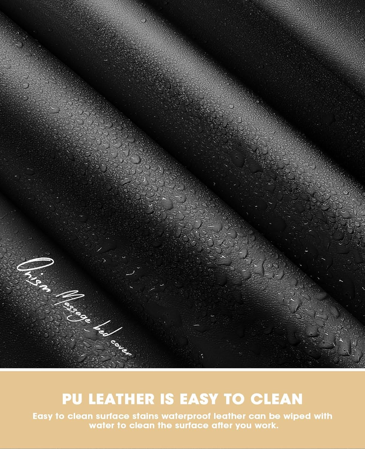 Lash Bed Cover for Eyelash Extensions - Waterproof PU Leather & Stretchy Spandex | 6ft Black Massage Table Cover with Side Pocket