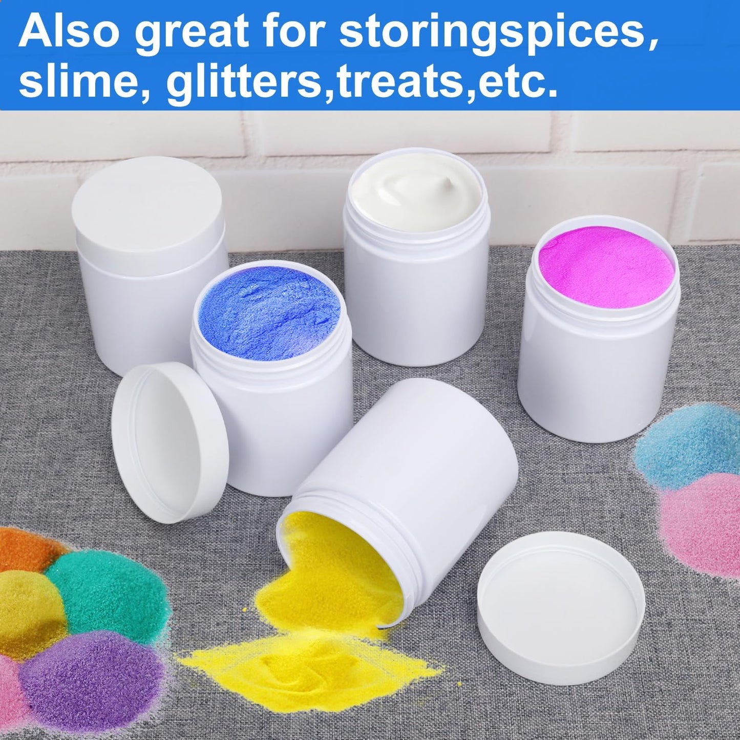 Plastic White Jars with Lids - 8 oz Wide-Mouth Cosmetic Storage for Beads, Lotions, Creams | 47 Packs