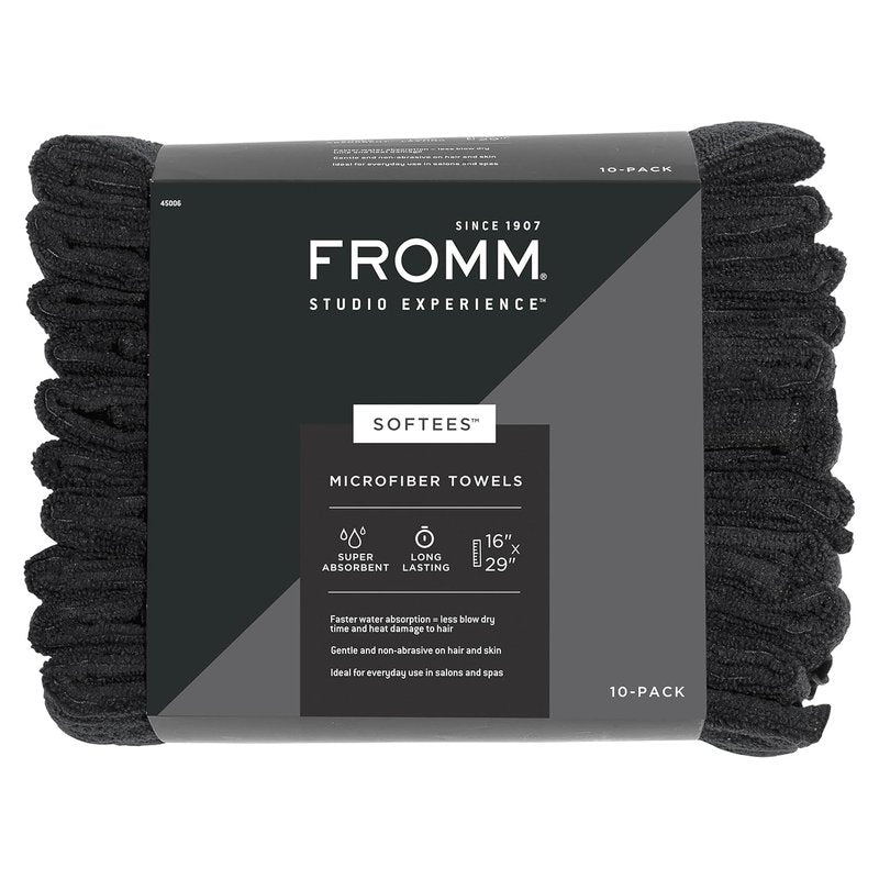 Microfiber Hair Towels - Absorbent Fast-Drying Salon Towels | Ultra-Soft Lint-Free, 16" x 29", 10-Pack - Black