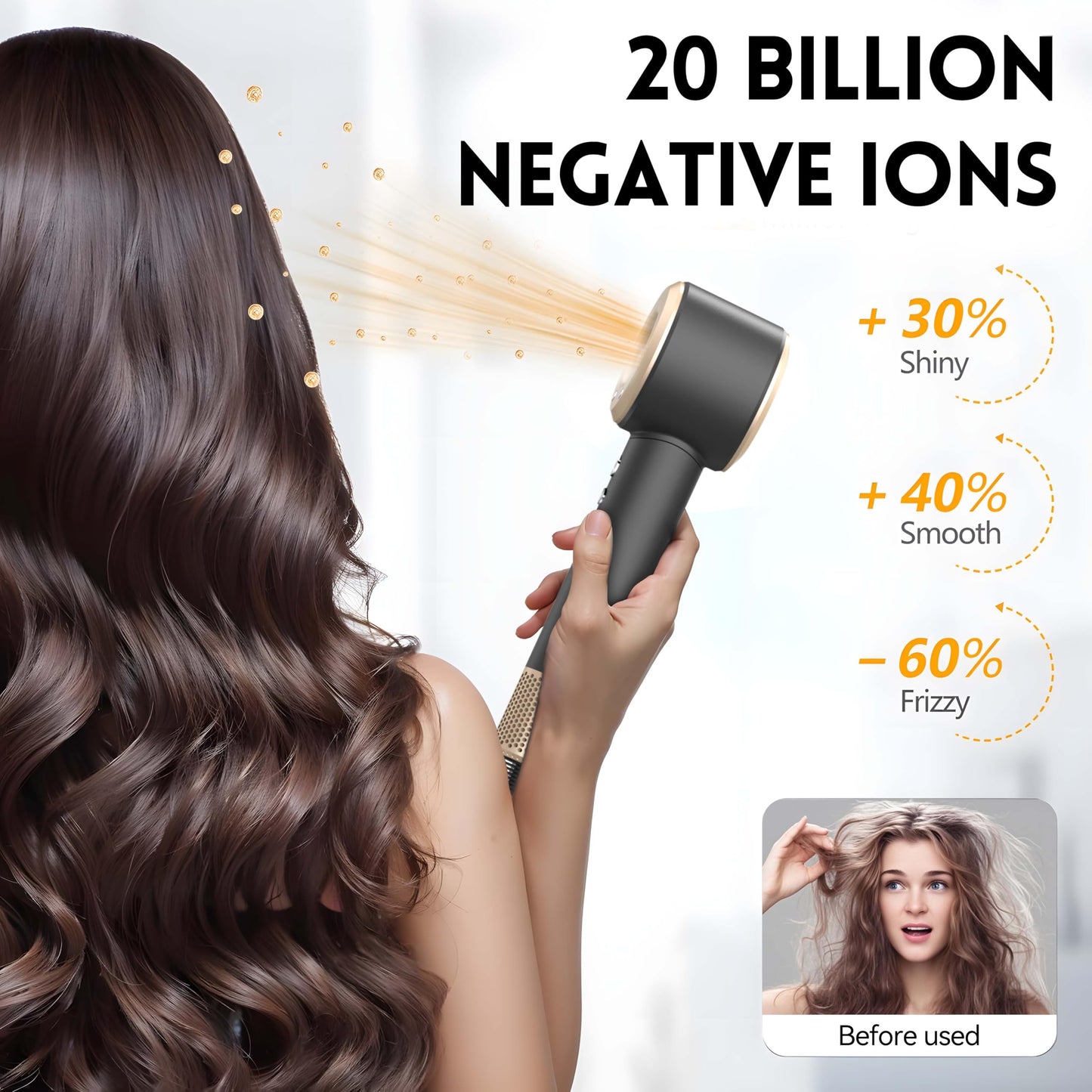 Diffuser Hair Dryer, Secador de pelo Profesiona, Lescolton Ionic Blow Dryer with High Speed 110, 000 RPM Brushless Motor for Fast Drying, Intelligent Thermo-Control Hair Dryer with 4 Attachments (097)