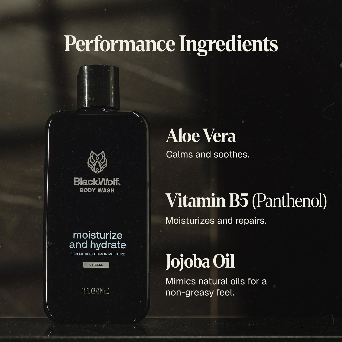 Black Wolf 2-Pack Moisturizing Body Wash Bundle - Mens Hydrating Bodywash for Dry, Dehydrated, & Sensitive Skin - Hyaluronic Acid, Aloe Vera, & Jojoba Oil Body Cleanser Help Remove Oil & Dirt