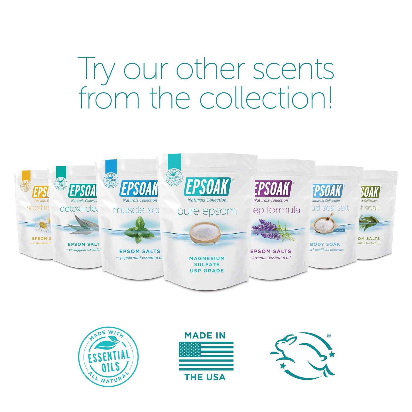 Epsoak Scented Epsom Salt Bundle - Sleep Formula 2 lbs. & Muscle Soak 2 lbs.