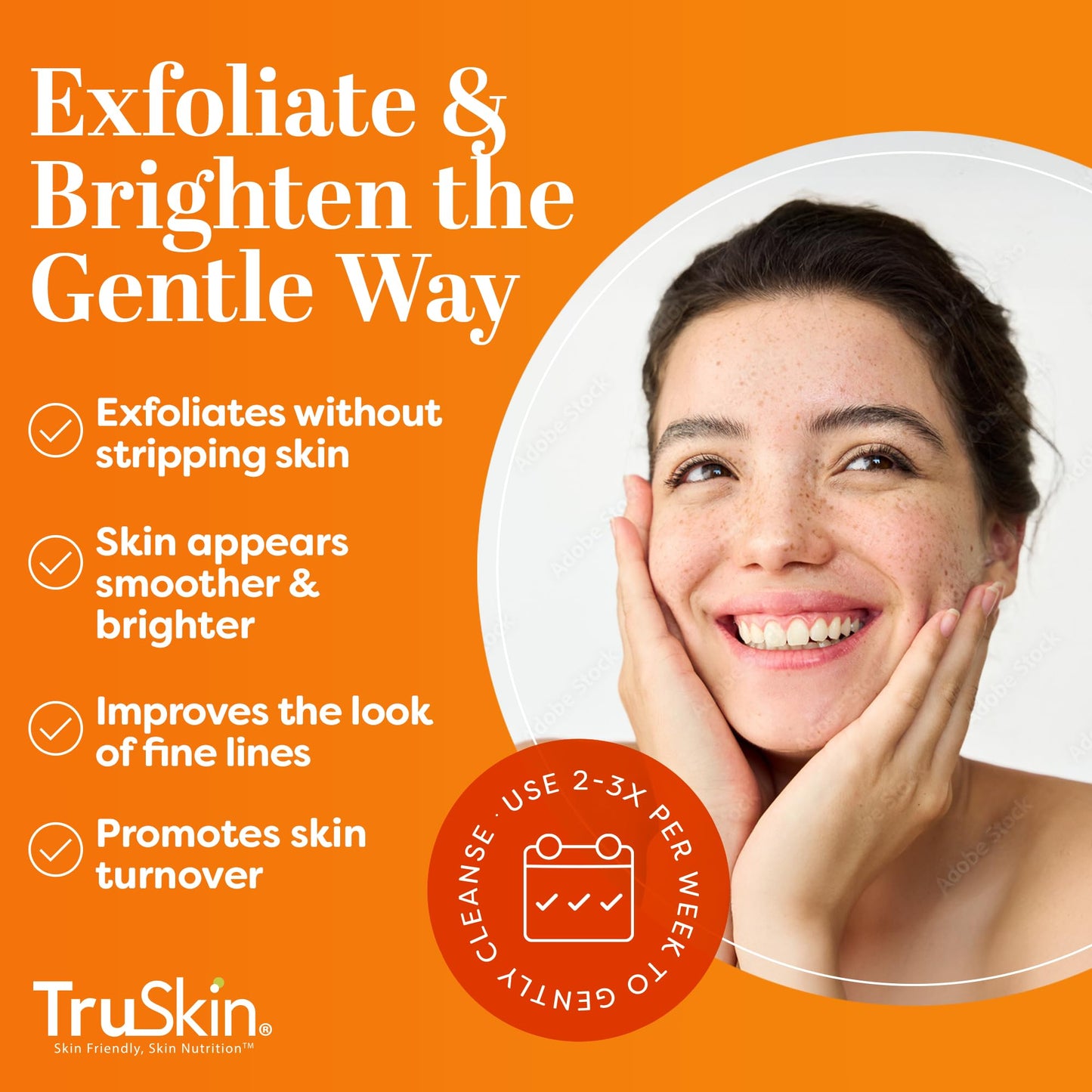 TruSkin Vitamin C Face Scrub & Face Exfoliator - Brightening Facial Scrub with Bora Bora White Sand & Yuzu Lemon - Smooths Texture and Reveals Softer-Looking Skin, 4 fl oz