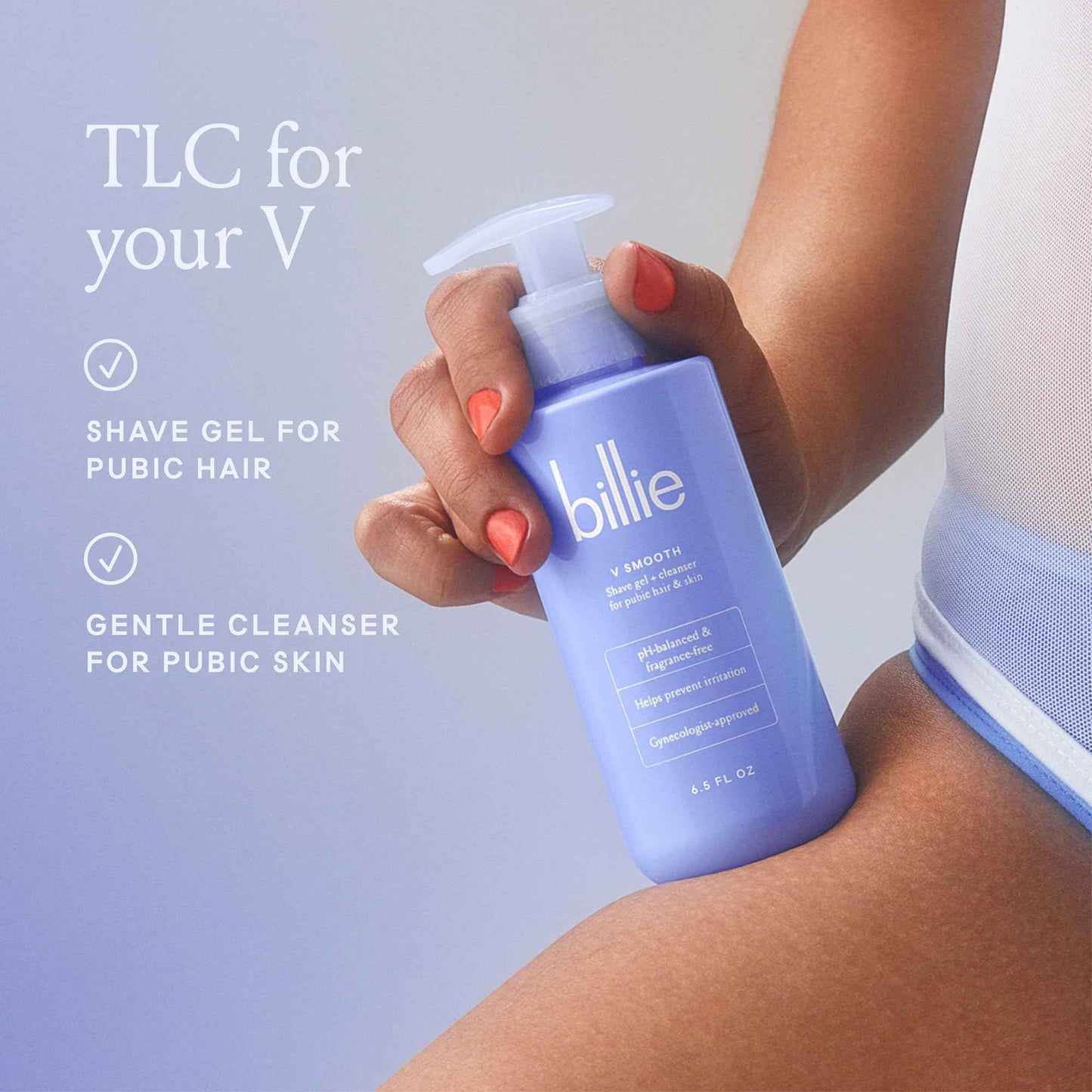 Billie V Smooth Shave Gel + Cleanser Bundle with 5-Blade Razor Travel Case