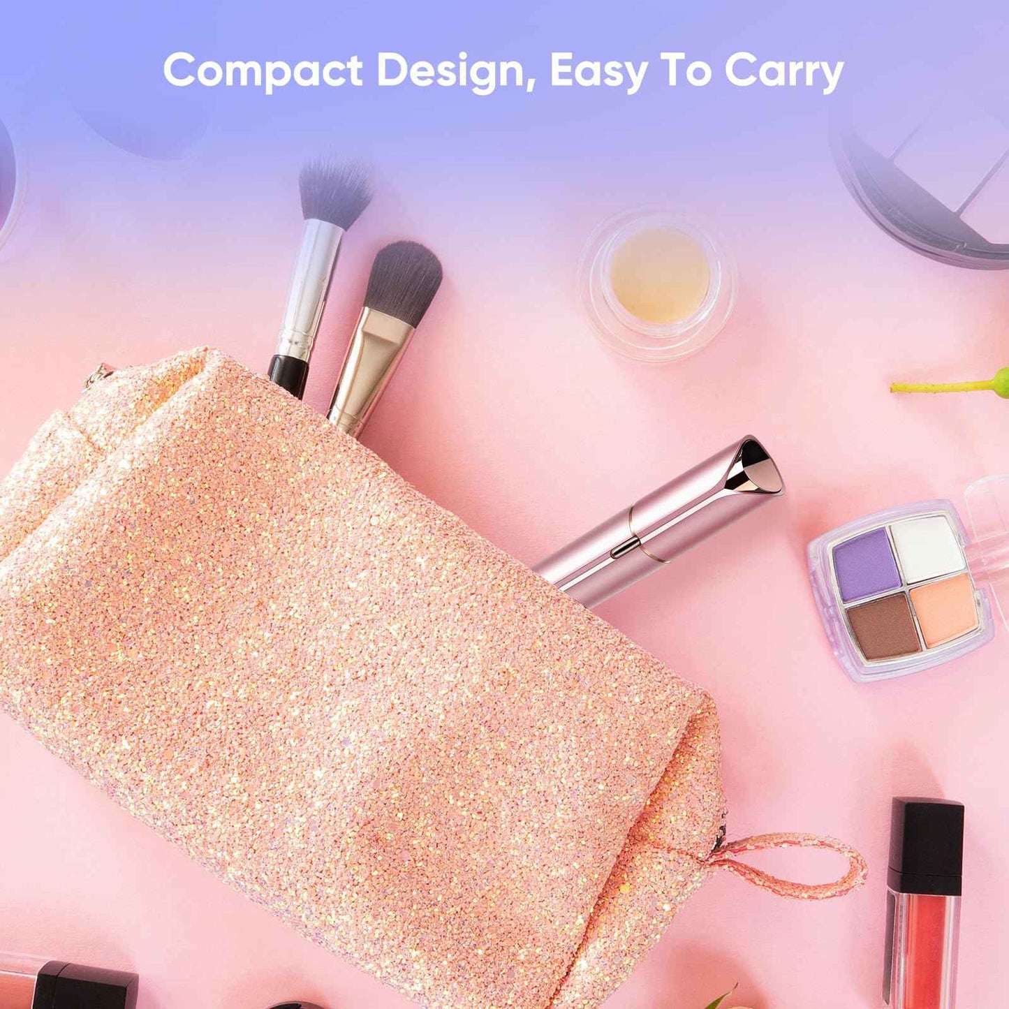 Facial Hair Removal for Women, Portable Painless Hair Remover Device, Rechargeable, with 4 Replacement Heads, for Face, Upper Lip and Chin