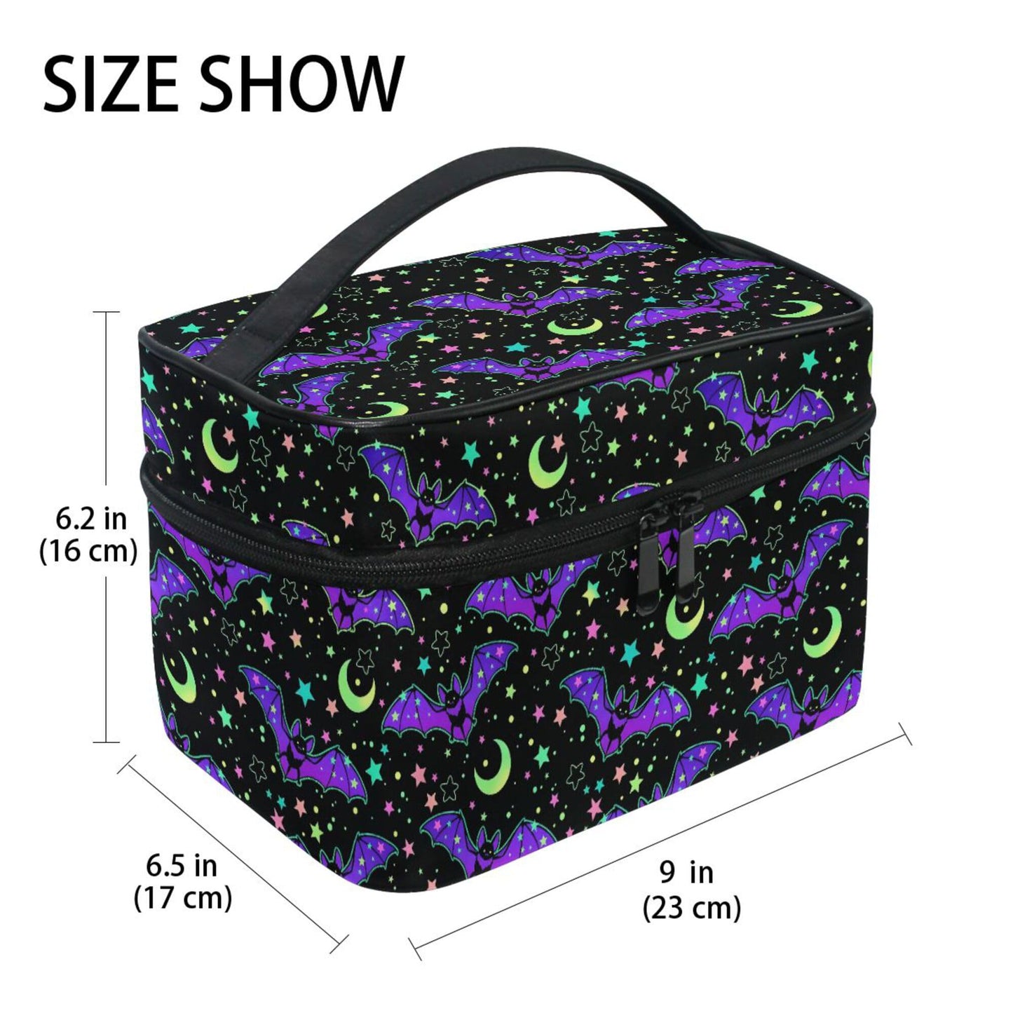 MNSRUU Goth Makeup Bag, Magic Gothic Galaxy Bat Makeup Organizer Bags Toiletry Bag Box Travel Cosmetic Bag Make Up Train Case for Women Teen Girl Ladies Skulls 219