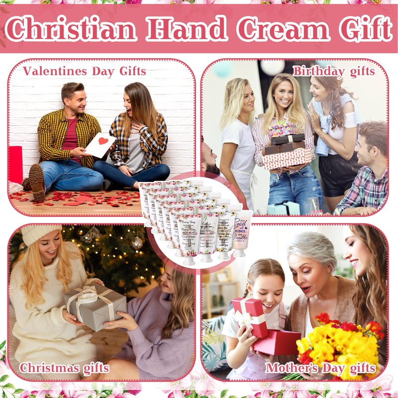 24 Pcs Christian Hand Cream Bulk Gifts for Women Bible Verse Mini Hand Lotion Scripture Travel Lotion for Dry Cracked Christian Religious Gifts Bulk for Teacher Graduation Favors (Cross Style)