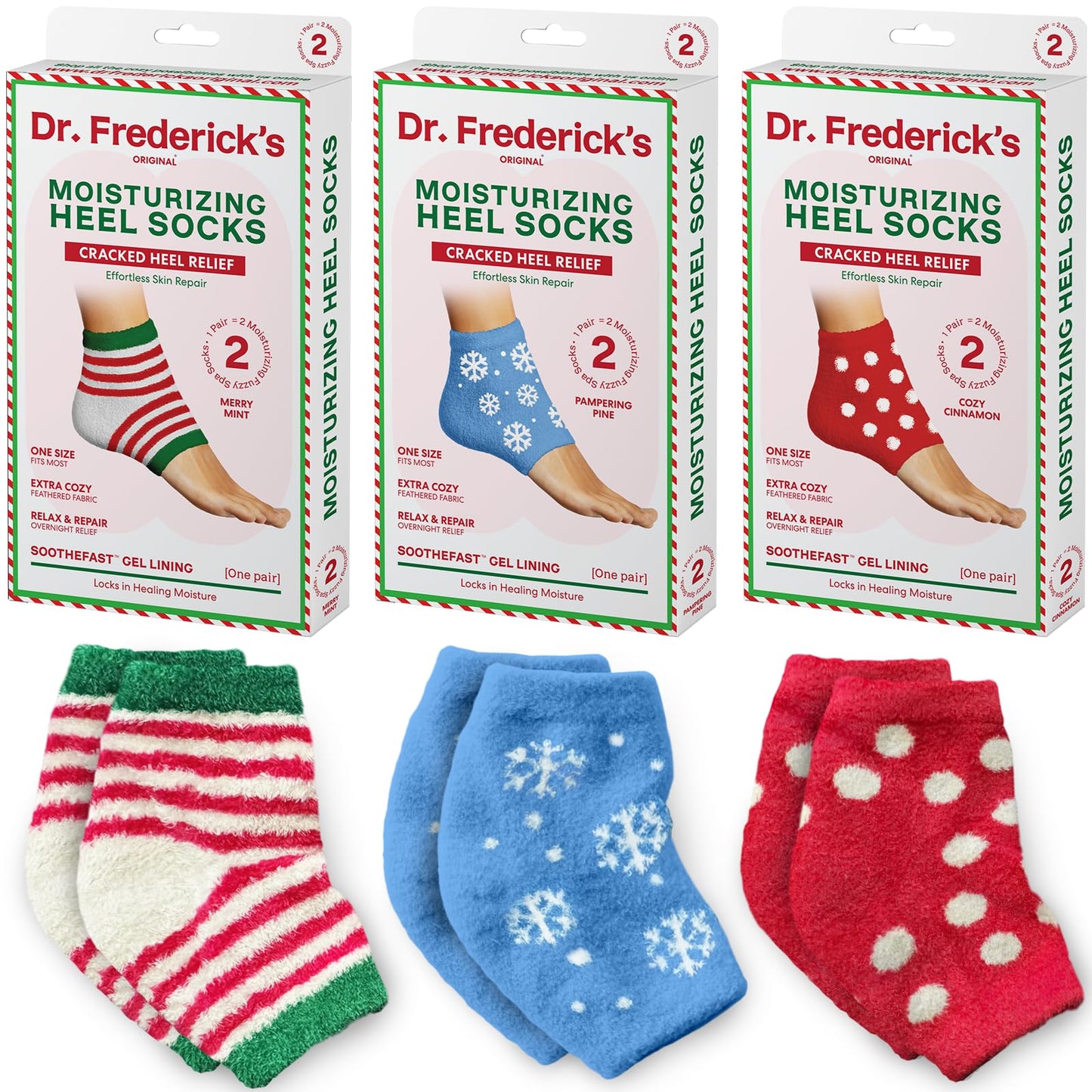 Dr. Frederick's Original Fuzzy Heel Socks, Holiday Special Edition, 3 Pairs