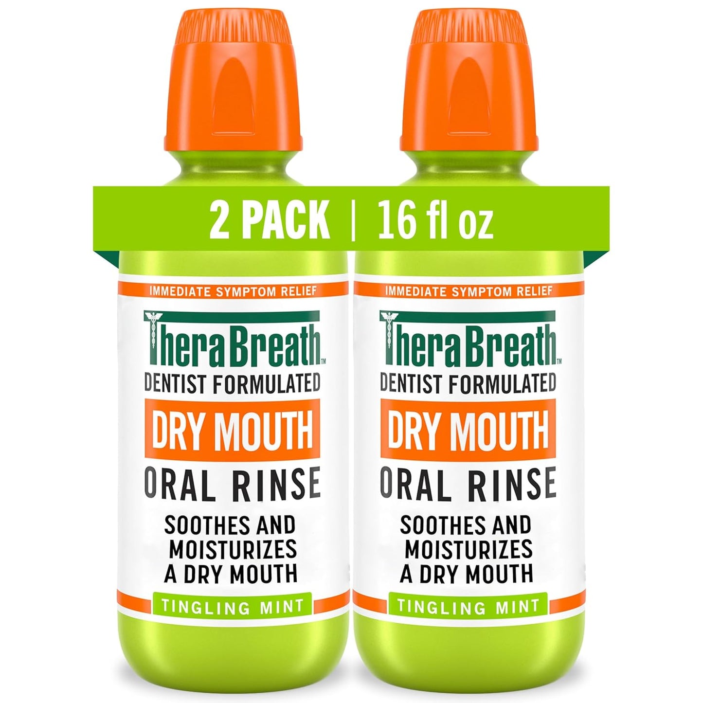 TheraBreath Dry Mouth Oral Rinse - Tingling Mint Flavor | Dentist-Formulated, 16 Fl Oz (2-Pack)