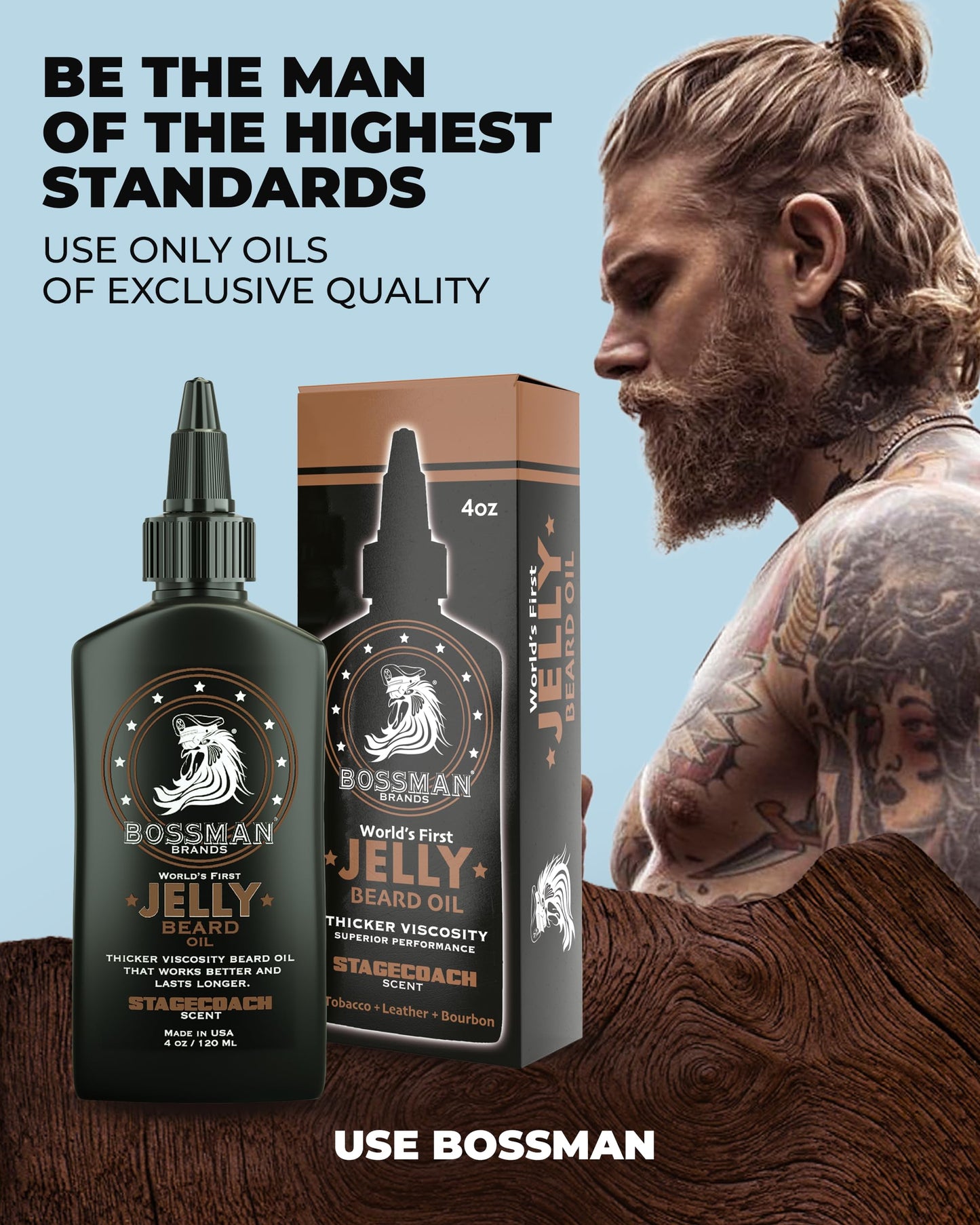 Bossman Jelly Beard Oil for Men 3 Pack (12 oz in Total, Stagecoach Scent) – Softens, Moisturizes & Conditions with Natural Ingredients
