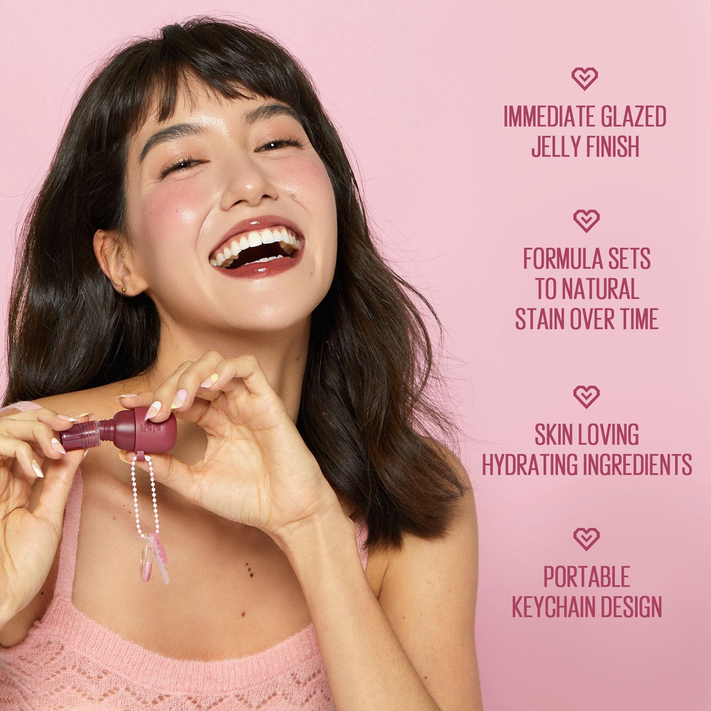 Kaja Lip & Blush - Jelly Charm 05 Peach Fizz | with Keychain, Triple Berry Complex, Lemon Fruit Extract & Olive Squalane, Hydrating, Long Lasting Tint, Lightweight, Creamy Cream Tinted Type, 0.17 Oz