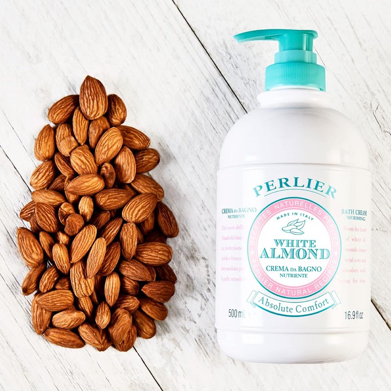 Perlier White Almond Shower & Bath Cream - Nourishing Almond Oil Formula for Deep Hydration | 16.9 Fl Oz