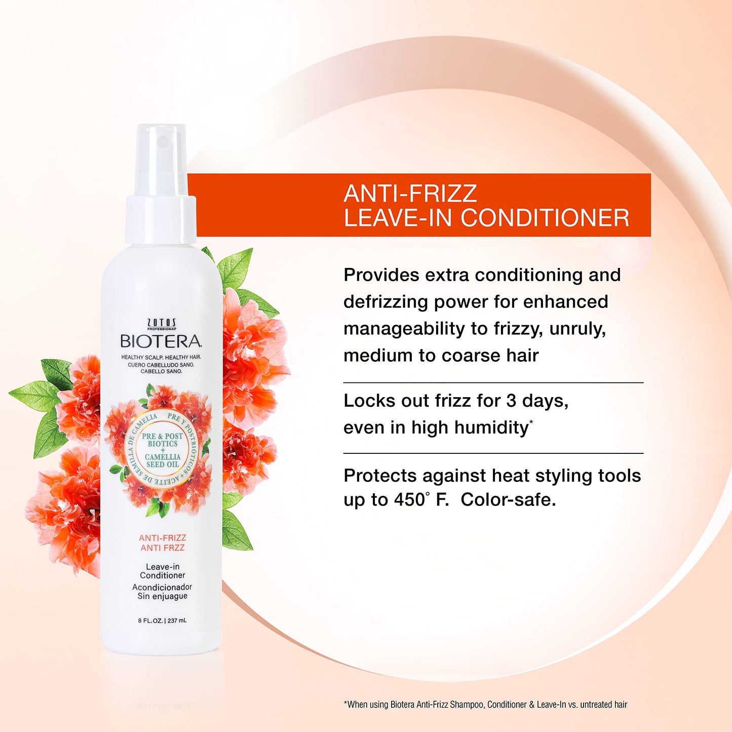 BIOTERA Anti Frizz Intense Smoothing Shampoo & Conditioner & Leave-In | Frizzy or Unruly Hair | Microbiome Friendly | Vegan & Cruelty Free | Paraben Free | Color-Safe | 15.2 Fl Oz