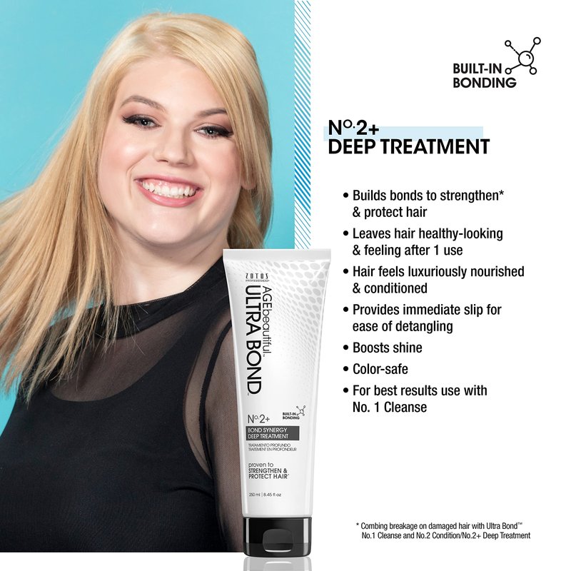 AGE beautiful Deep Treatment Synergy Repair with Ultra Bond Building, Strengthens, Protects & Nourishes Hair, Color-Safe, For Color-Treated Blondes, 8.45 Fl Oz