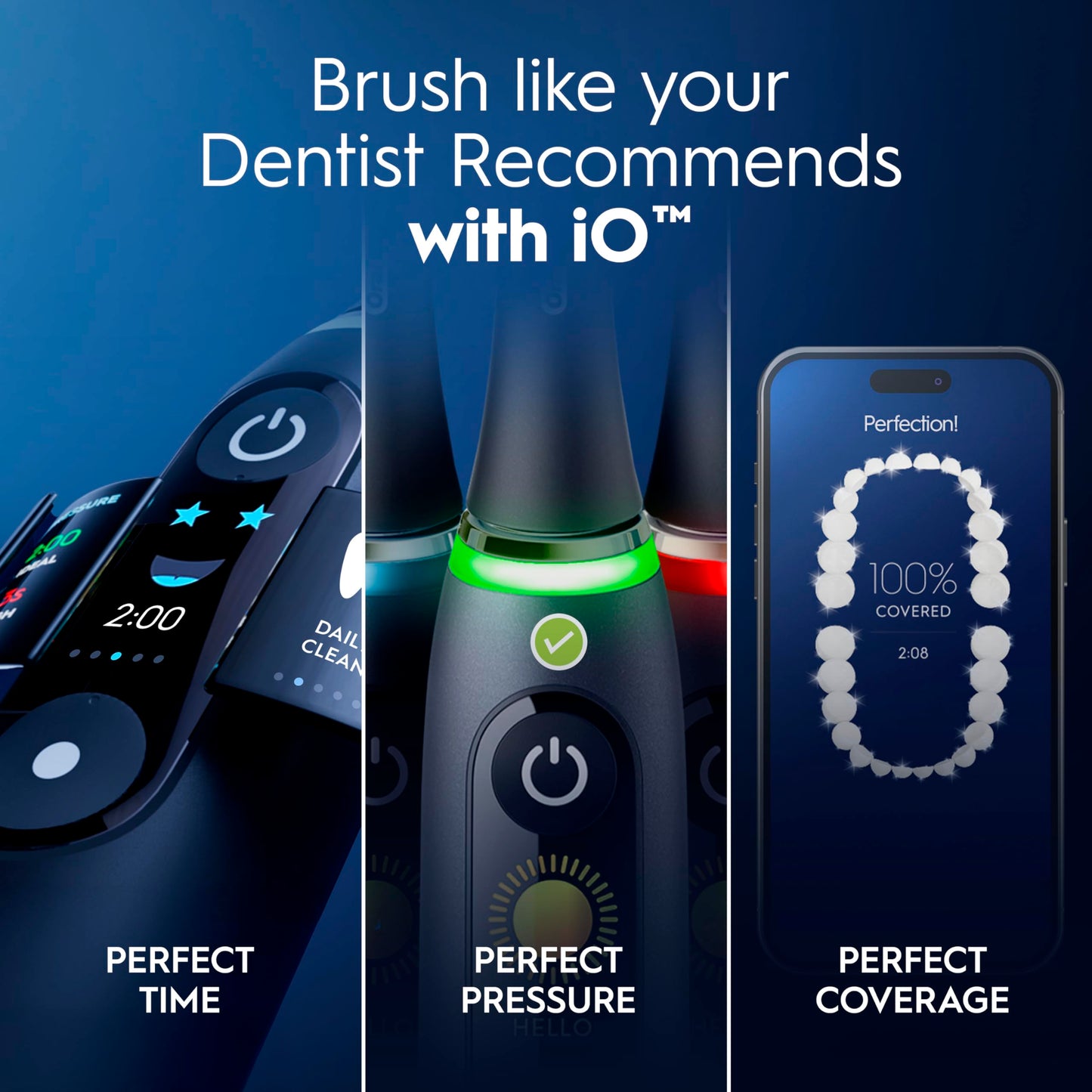 Oral-B Rechargeable Electric Toothbrush, iO9 Limited Ultimate Clean, 7 Cleaning Modes, Interactive Display, iSense Charger, Charging Travel Case, Visible Pressure Sensor, 3 Brush Heads, Rose Quartz
