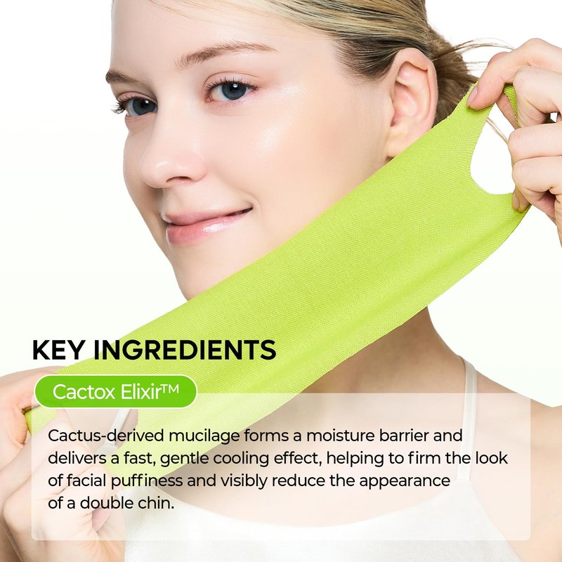 Dr.Melaxin CACTOX V-Lifting Mewing Band – Cactox + Caffeine + Collagen Double Chin Lifting Band for Sagging Jawline & Facial Puffiness | 115.49% Jaw & Chin Lifting Improvement | Korean V-Line Lifting