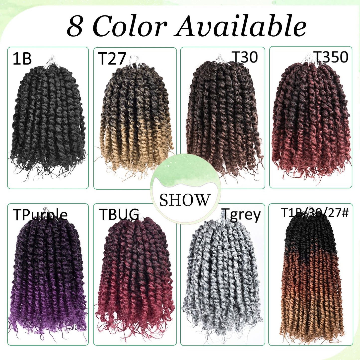 12 Inch Passion Twist Crochet Hair for Black Women 8 Packs Pre-twisted Passion Twists Pre-looped Crochet Braids Hair Bohemian Twist Synthetic Braiding Hair Extensions (12Strands/Pack,TGrey#)