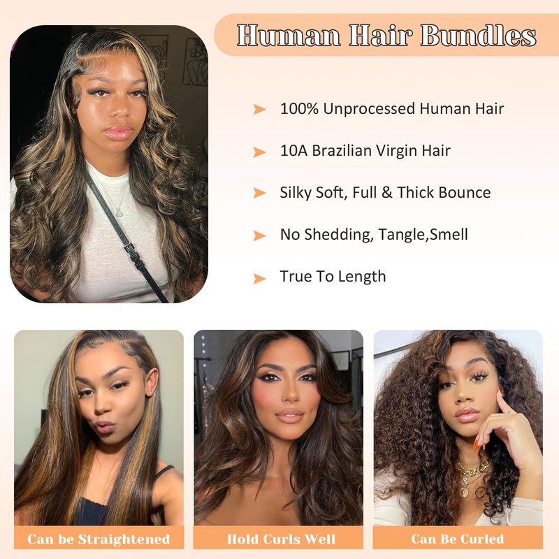 2x6 HD Lace Closure P1/30 Highlight Body Wave Transparent 2 by 6 HD Lace Closure 14 Inch 100% Brazilian Virgin Unprocessed Middle Part Human Hair Closure