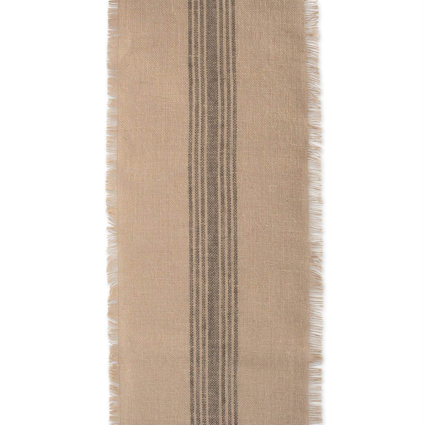 DII Jute Burlap Collection Kitchen Tabletop, Table Runner, 14x72, Middle Stripe Gray