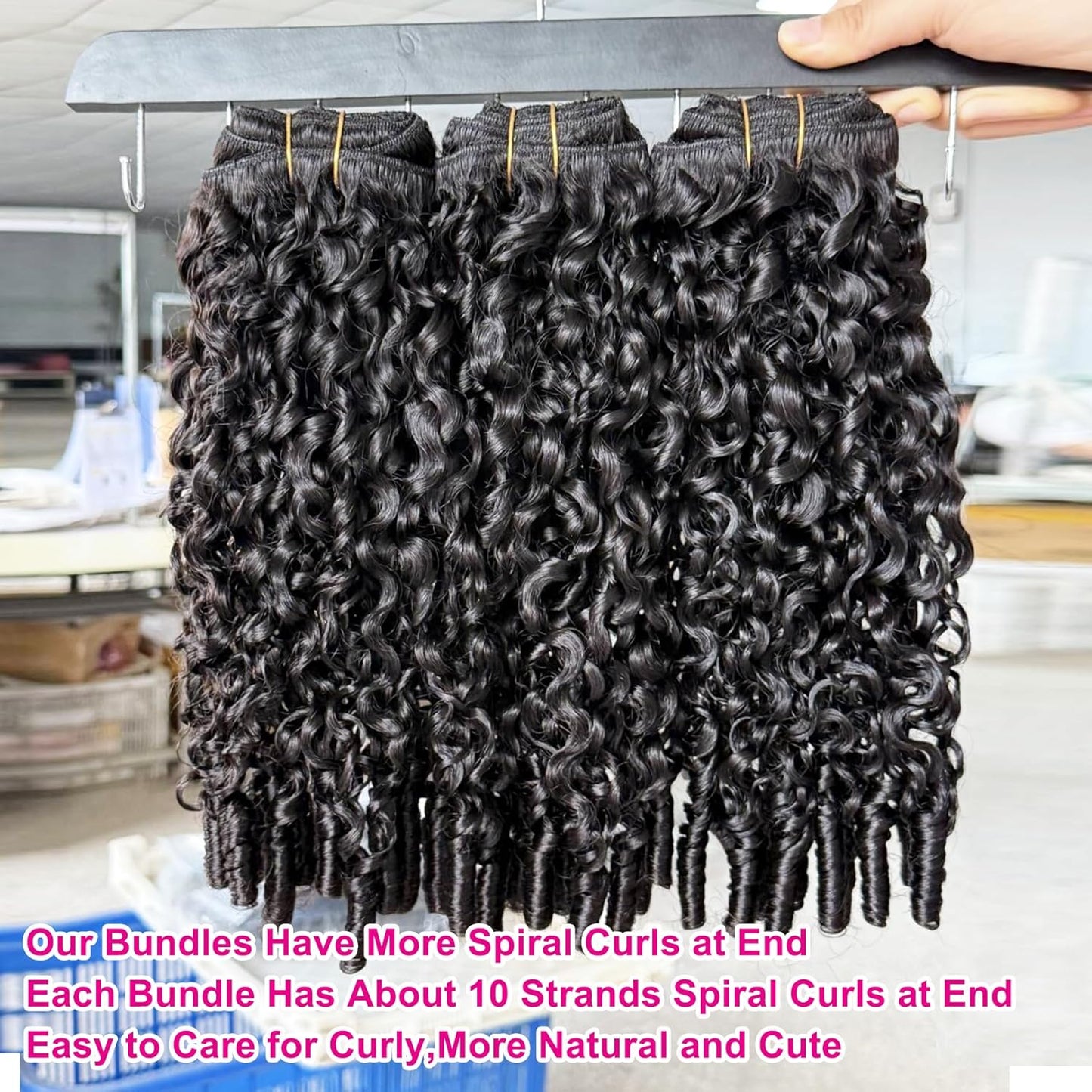 Burmese Curly Human Hair Bundles - 12 Inch Unprocessed Raw Hair Extensions | Natural Color Spiral Curly Weft