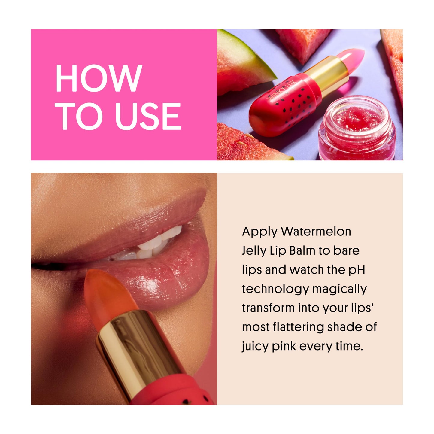 Winky Lux Watermelon Jelly pH Lip Balm - Hydrating Lip Balm, Natural Pink Tint with pH Color Changing, Moisturize & Soften Lips While Leaving Sheer Pink Tint, With Watermelon Candy Scent