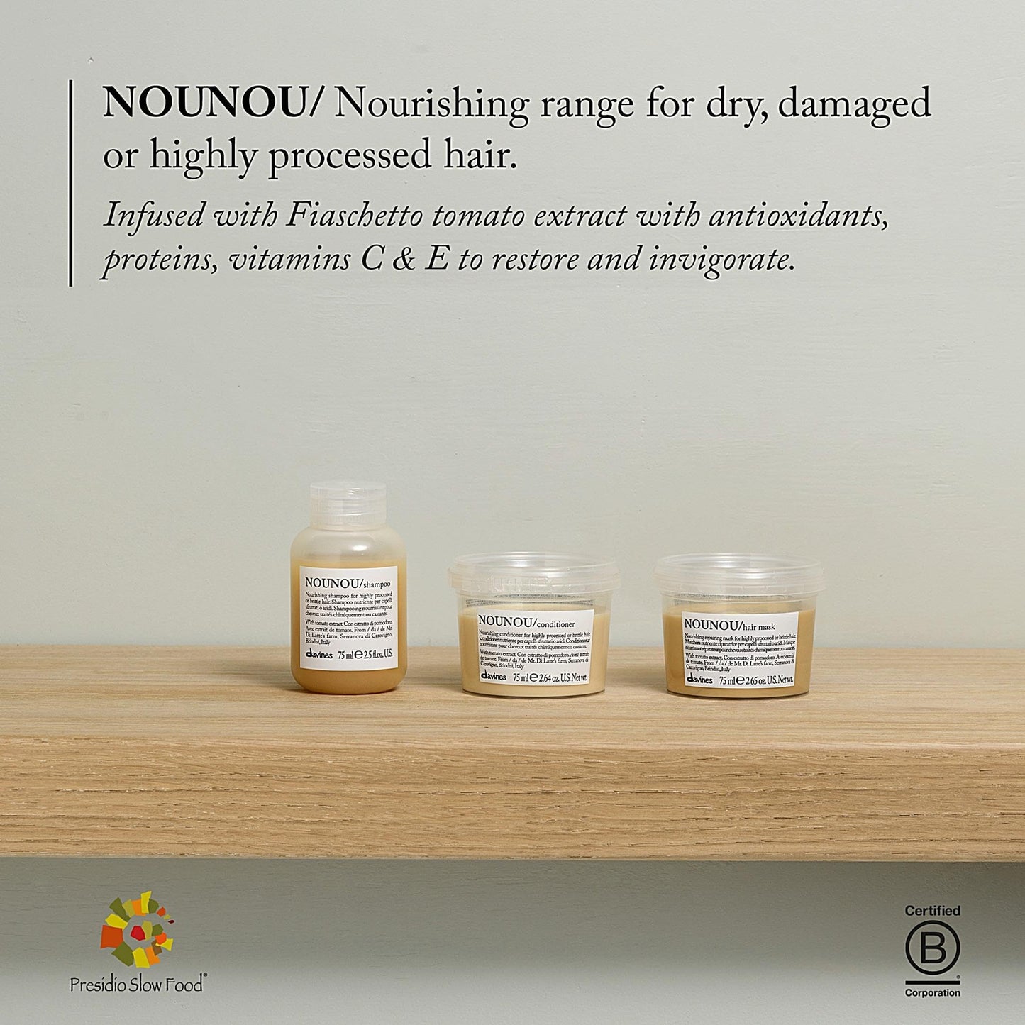 Davines NOUNOU Conditioner, Nourishing Emollient Effect for Highly-Processed, Chemically Treated, Dry, Damaged or Brittle Hair - Easy to Untangle, Travel Size, 2.54 Fl Oz