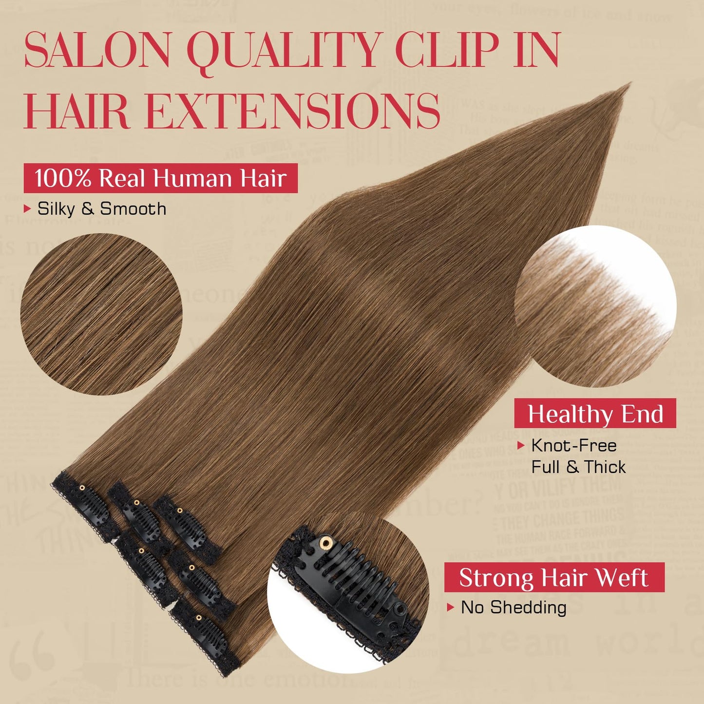 Rich Choices Real Human Hair Clip In Extensions-6 Pcs Single Clip Design-100% Remy Hairs Invisible Clip in Extensions for Thin Short Hair-Seamless Hairpieces for Women/Men-12 Inches #4 Medium Brown