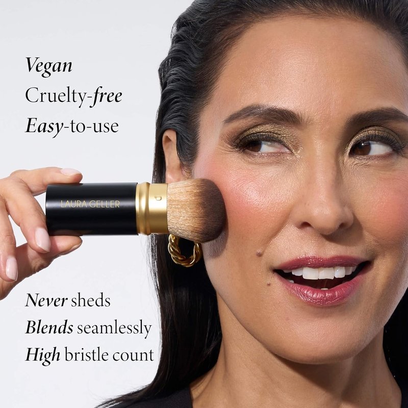 Laura Geller Baked Balance-N-Glow Foundation | Illuminating Color Correcting - Light Shade with Kabuki Brush Set