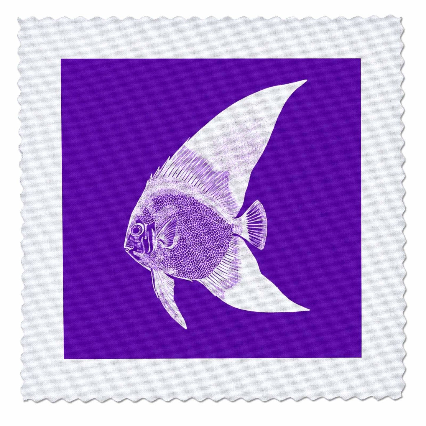 3dRose qs_164943_5 Purple Tropical Fish Print. Exotic Modern Sea Ocean Aquatic Biology Quilt Square, 14 by 14-Inch