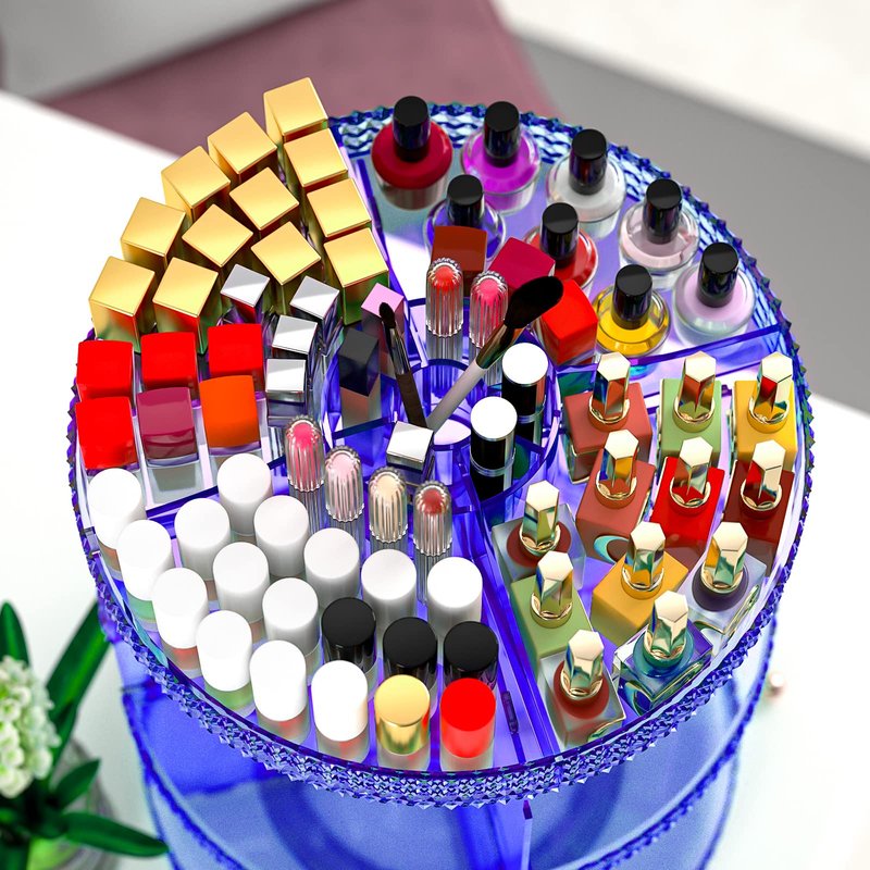 Makeup Organizer 360 Degree Rotating Cosmetic Storage Organizer, Acrylic Make Up Organizer, Large 7 Layers 360 Makeup Organizer, Fits Makeup Brushes, Lipsticks, Bathroom, Vanity, X-Large Purple