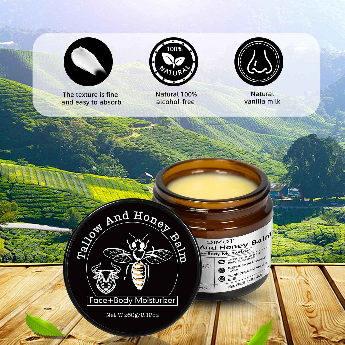 Tallow and Honey Balm for Skin Honey Butter Face & Body Cream For Skin Firming & Hydrating Balm Skin Care Tallow Face Moisturizer Cream (2)
