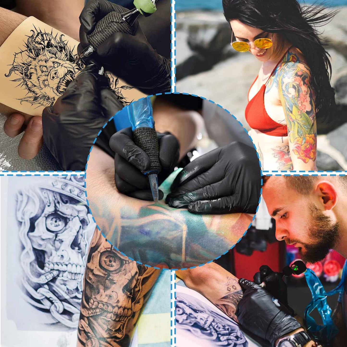 Combofix 25PCS Tattoo Skin with Transfer Paper Kit, Include 5PCS 3MM Blank Tattoo Practice Fake Skin and 20PCS Transfer Paper for Beginners & Artists Tattooing Supplies