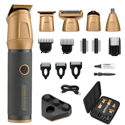 Conair Men All-in-One Trimmer for Men - Nose Hair, Beard, Mustache, Body Hair Trimmer - 16 Piece Men's Grooming Kit for Manscaping- Showerproof - Rechargeable