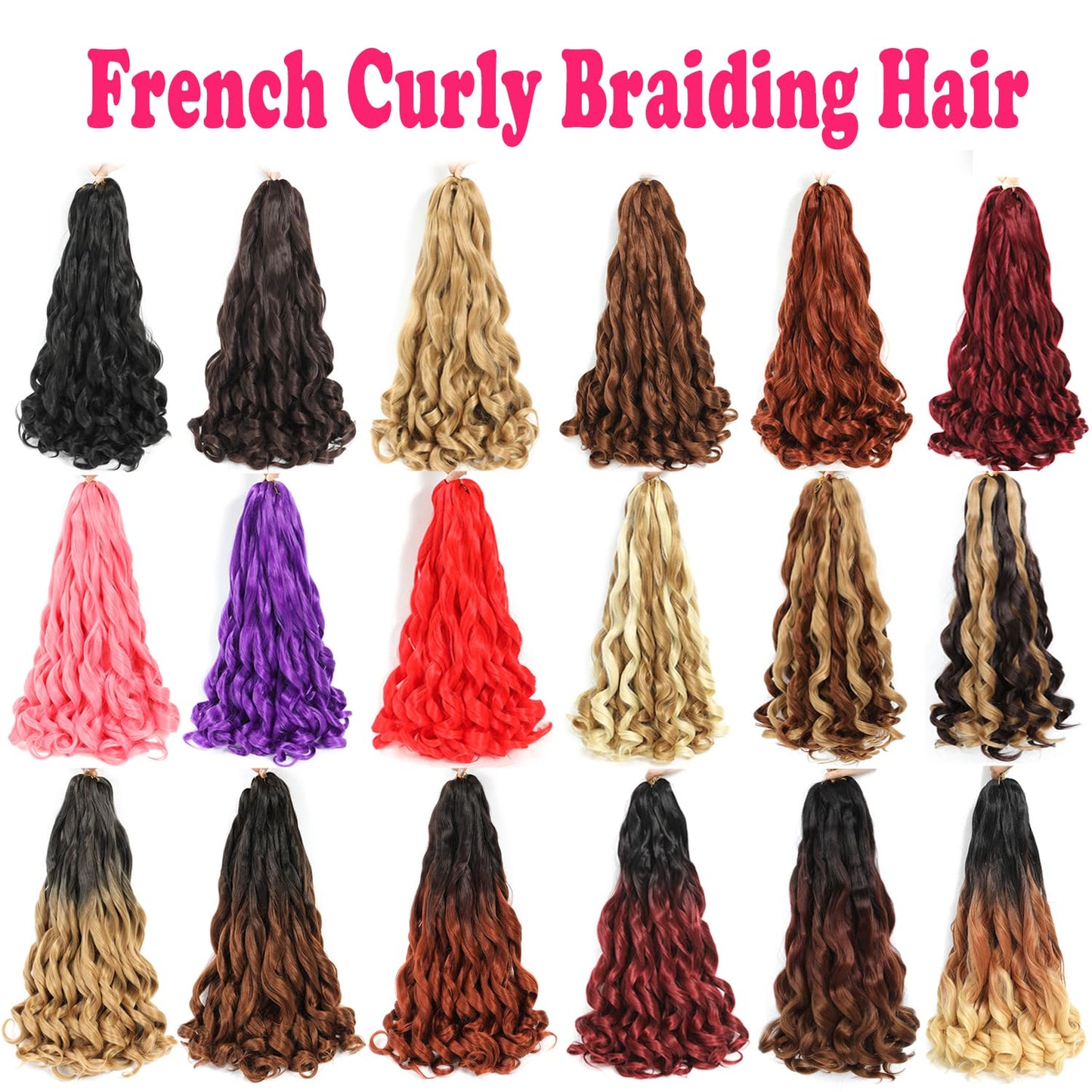 Conrora French Curly Braiding Hair 24 Inch 8 Packs Burgundy Color - Pre Stretched Bouncy Braiding Hair- Loose Wavy Synthetic Hair Extensions For Black Women (24 inch 8 packs, Burgundy)