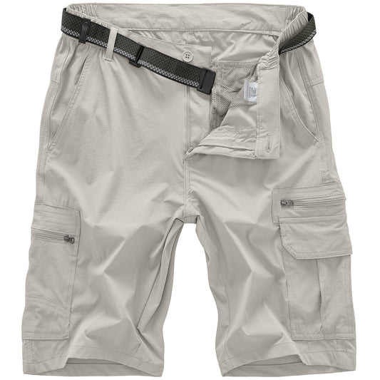 Jessie Kidden Mens Outdoor Casual Expandable Waist Lightweight Water Resistant Quick Dry Fishing Hiking Shorts (6222 Beige Apricot 34)