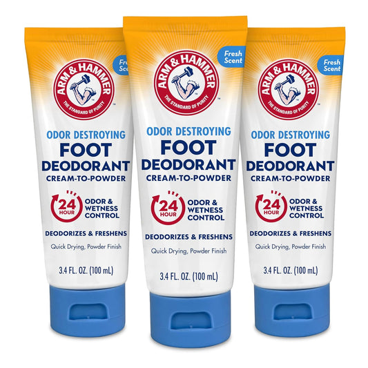Arm & Hammer Cream to Powder Foot Deodorant, 24 Hour Protection Odor & Wetness Protection, Effective and Long Lasting Antiperspirant, Apply as Cream Dries to Powder