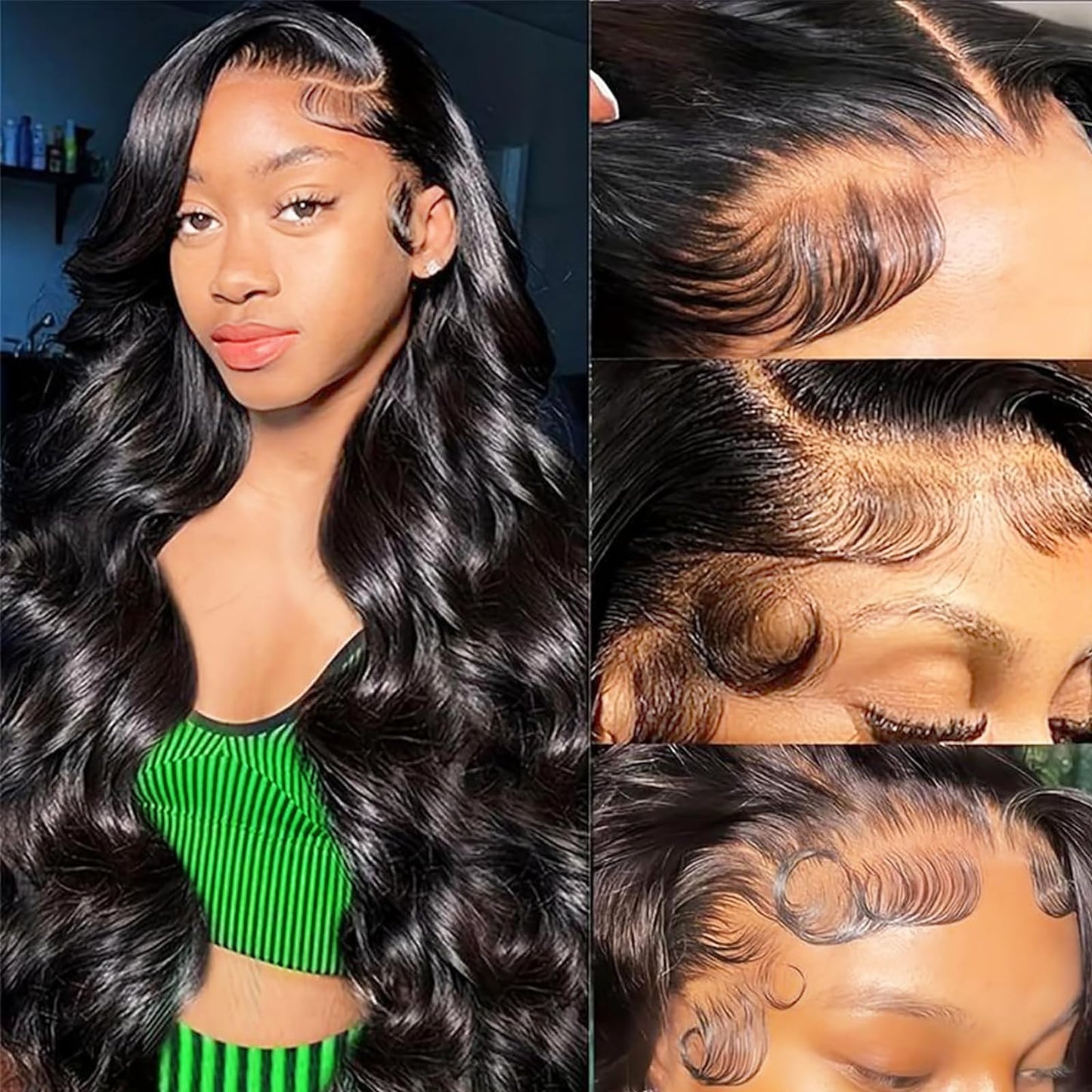 ANDRIA 13x4 HD Lace Front Wigs Body Wave Glueless Pre Plucked Lace Frontal Wigs For Black Women 250 density Loose Wave Synthetic Lace Front Wig With Baby Hair 26 Inch (Black)