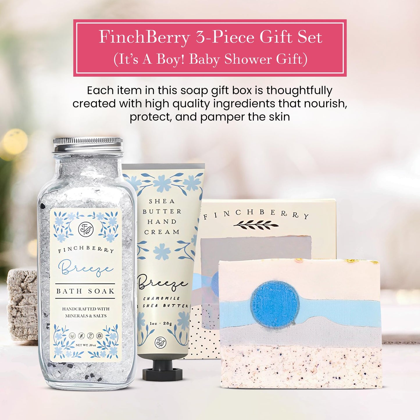 FinchBerry Home Sweet Home Gift Set – Perfect Housewarming Present – Includes Boxed Soap, Liquid Hand Soap, Sage Stick, and Plant Some Roots Seed Packet – Thoughtful Gift for Friends & Family