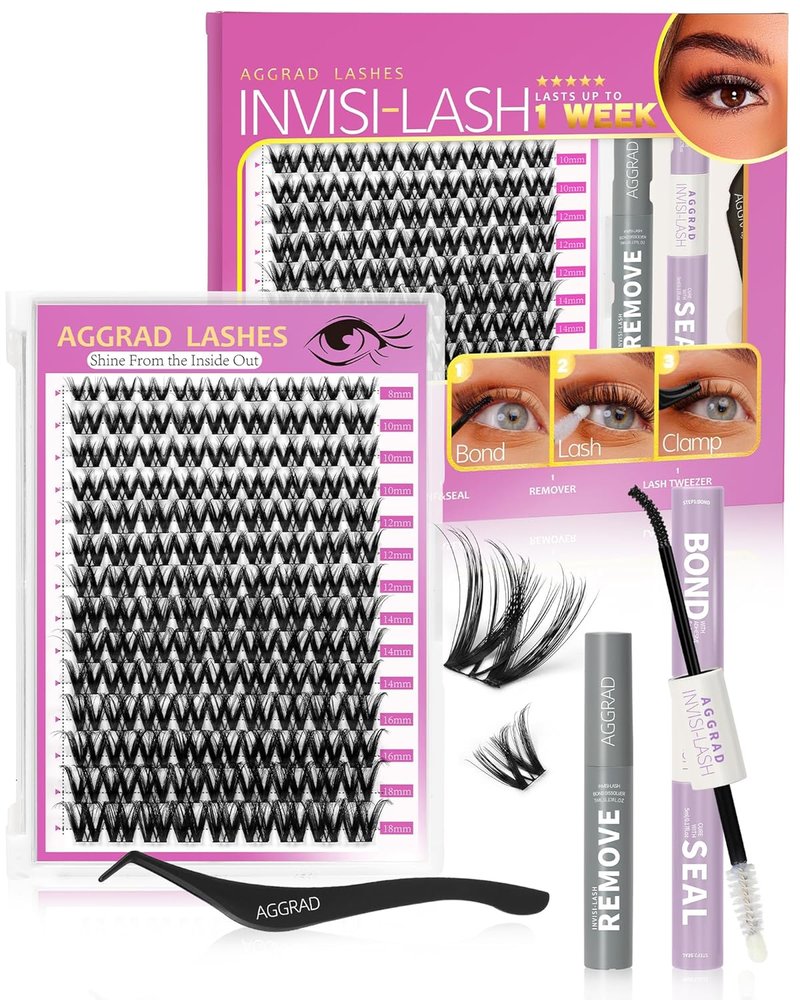 Flora Lash Clusters Kit - Wispy 8-18mm Hybrid Volume Eyelashes | DIY False Lash Extensions with Bond & Seal