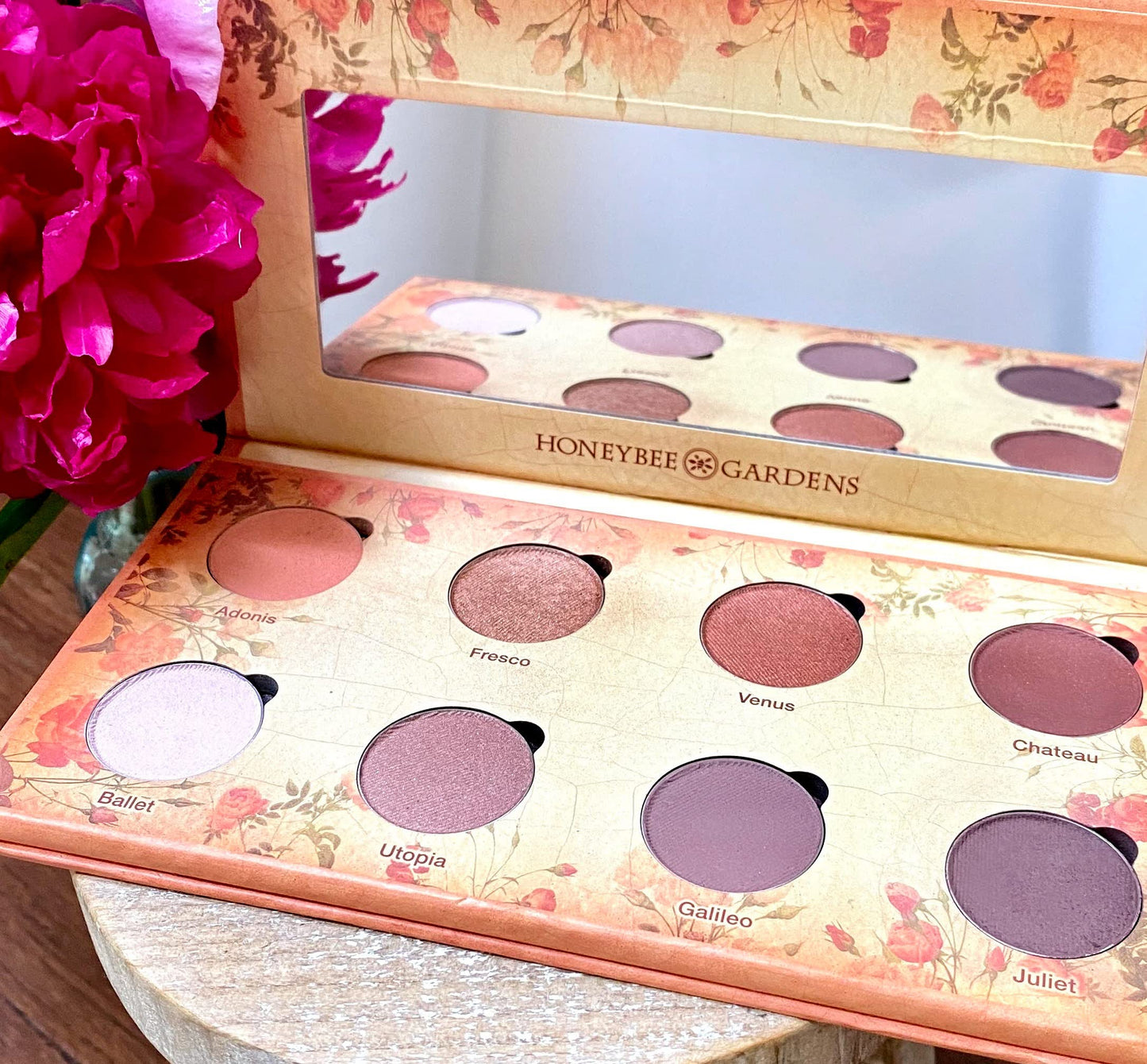 Honeybee Gardens Nude Renaissance Refillable Eye Shadow Palette, 8 Neutral Shades Matte & Shimmer, Highly Pigmented Long Lasting Blendable Makeup, Vegan Talc-Free Eyeshadow Kit, 1.3g Each