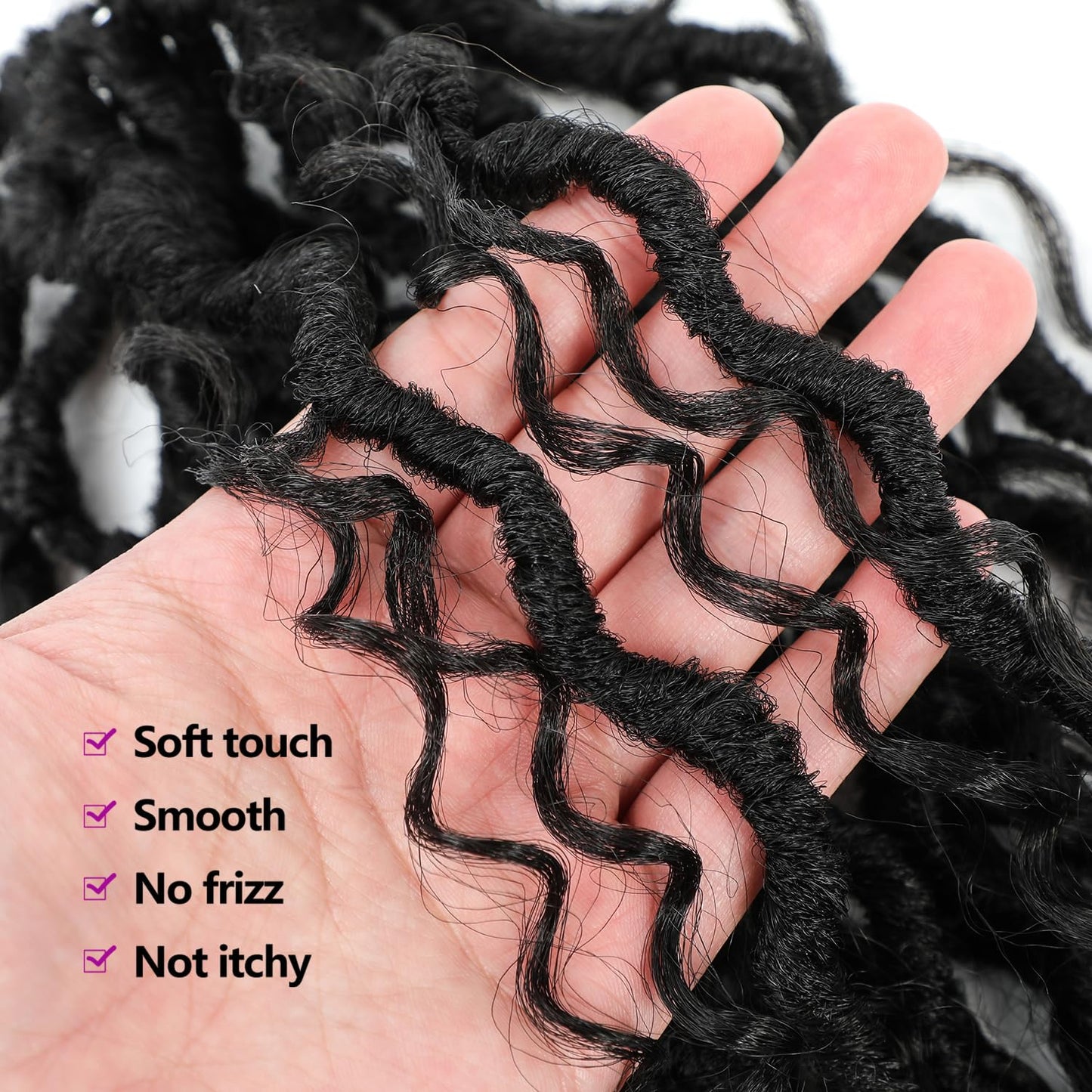 Forevery Goddess Locs Crochet Hair 12 Inch Faux Locs Crochet Hair for Black Women Pre Looped 6 Packs Boho Locs Crochet Hair with Curly Ends 1B