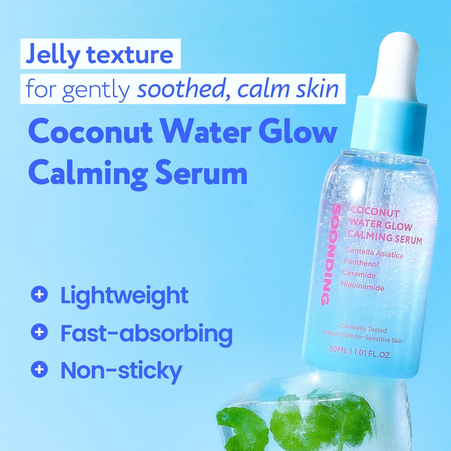 SOONDING Coconut Water Glow Calming Serum | Soothing for Sensitive Skin | Daily Hydration | Panthenol, Niacinamide & Centella | Fragrance-Free | Korean Skin care (30ml / 1.01 fl oz)