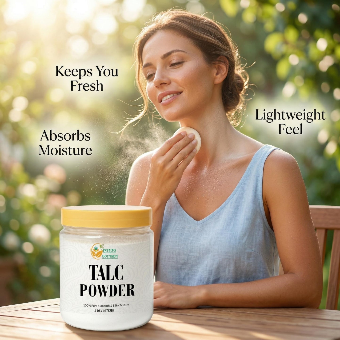 Herbs Botanica Talcum Powder for Women & Men 8 oz Fine Talc Powder, Ideal for Body Freshness, DIY Cosmetics, Personal Care, and Craft Use Smooth Texture & Unscented Formula