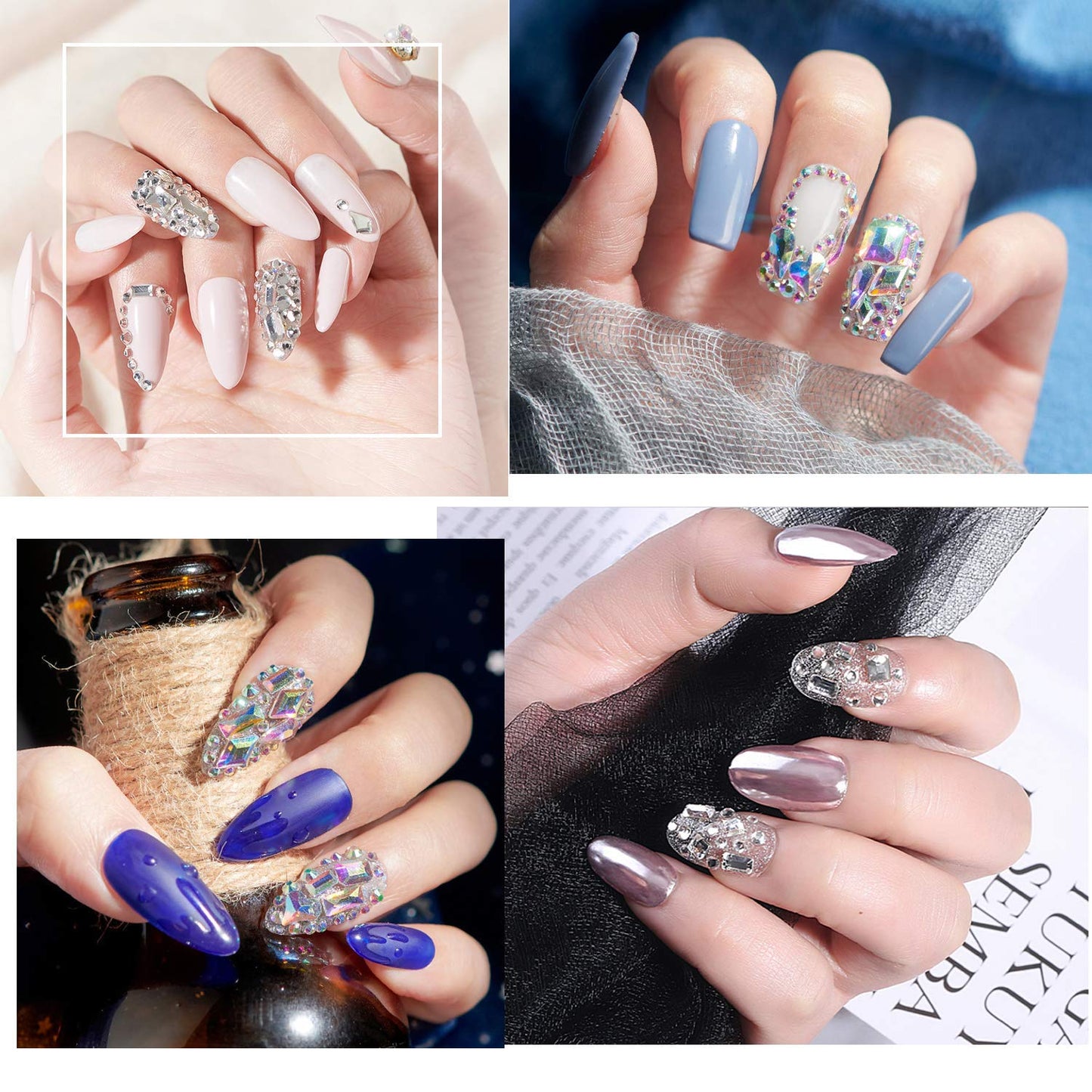 AD Beads Top Czech AB Crystal Multi-Shape Flatback Rhinestone Nail Art Decoration DIY (100 Pcs, 34. Star 8x8mm)