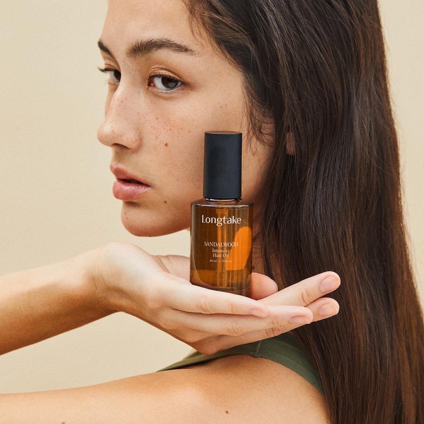 LONGTAKE Hair Fragrance Oil Sandalwood - Softening Hair Oil for Heat ProtectionㅣAnti-frizzㅣSplit end repairㅣ For all types ㅣ Vegan Hair Essence | 1.4 Fl. Oz. (40 ml)