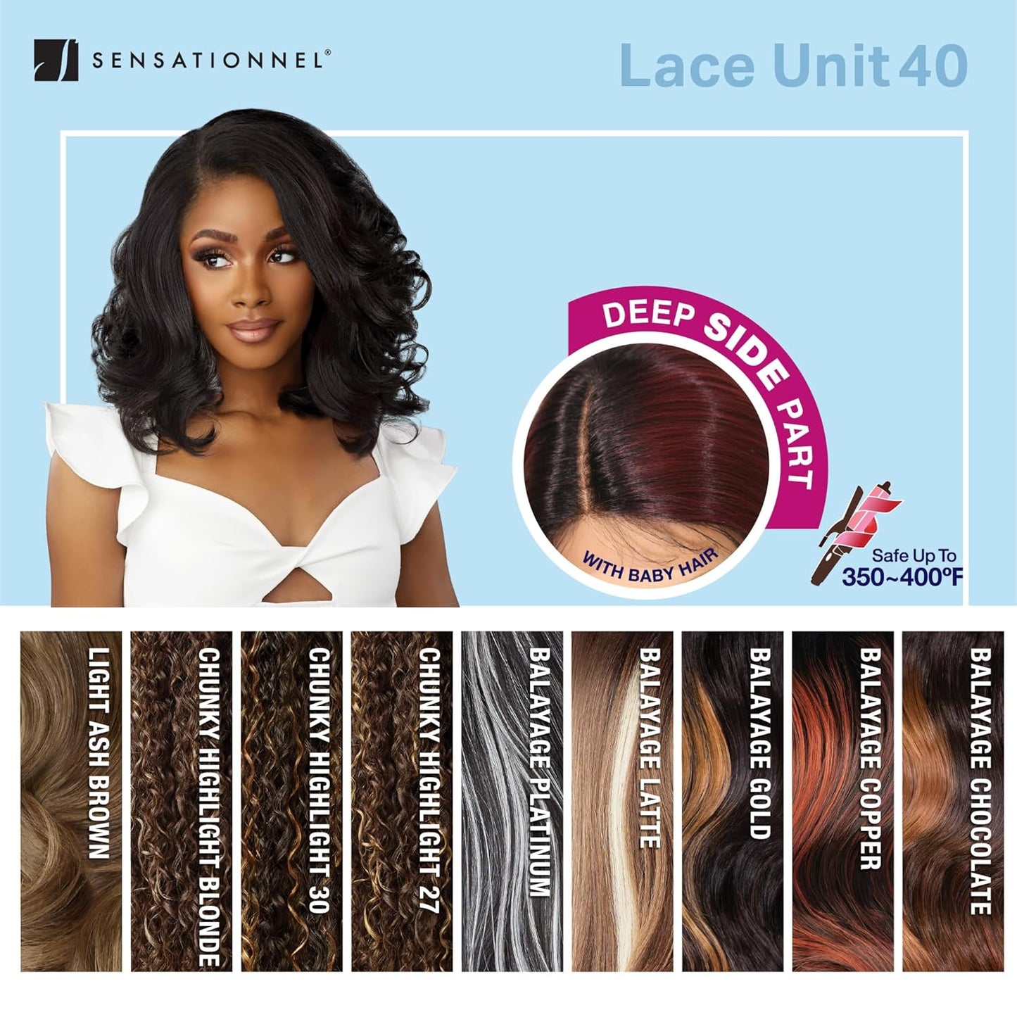 Sensationnel Dashly Lace Front Wig - Unit 40 Hand-Tied Synthetic Lace Part | Ear-to-Ear, Color CH30