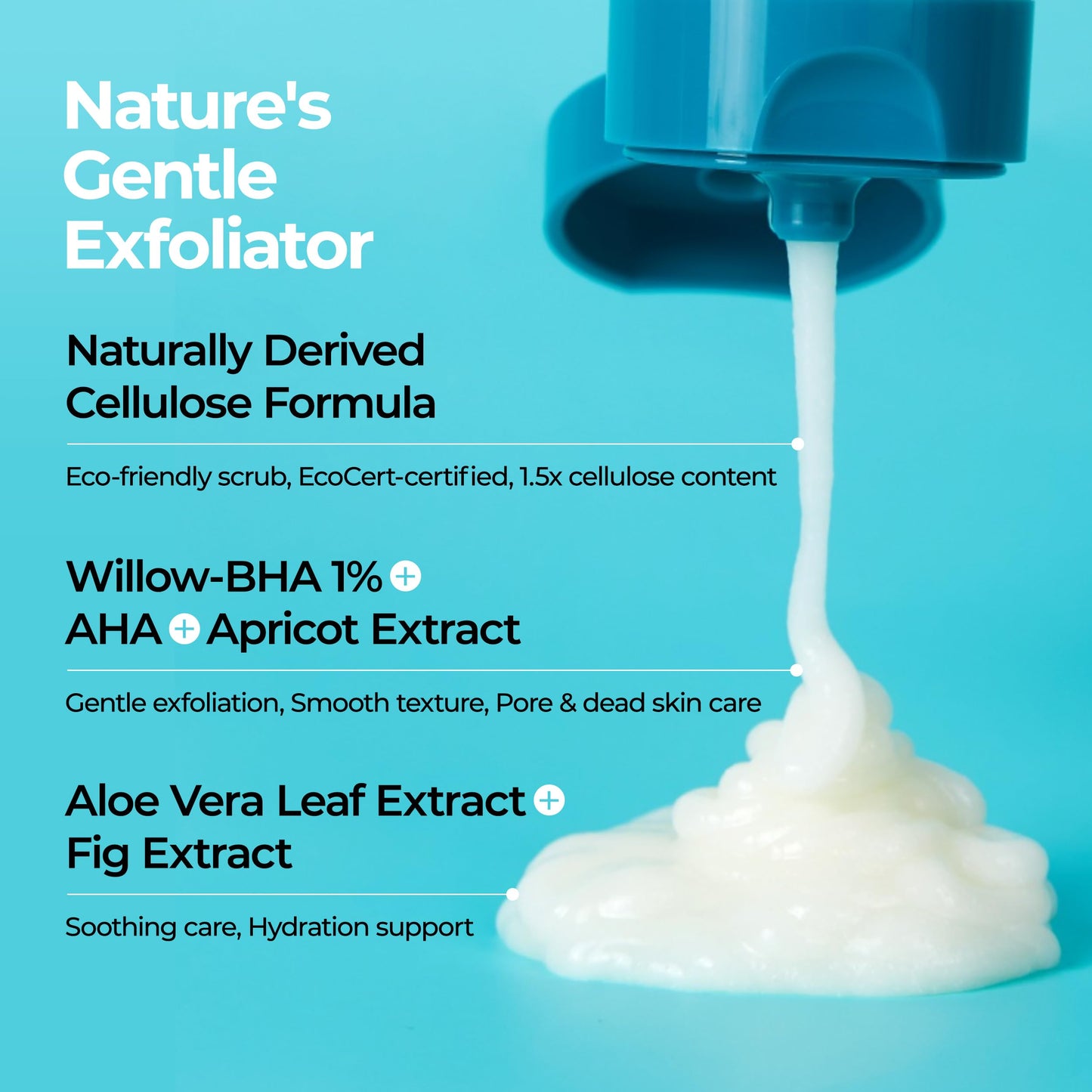 BE THE SKIN BHA+ 30-Second Exfoliator - Gommage Peeling Gel Willow Bark BHA + AHA Melts & Sweeps Dead Skin, Helps Clear Pores & Blackheads, No Harsh Beads for Oily Blemish-Prone Skin | 3.38 fl oz