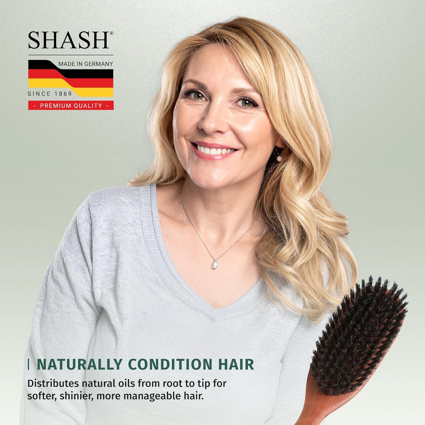 Classic German Boar Bristle Hair Brush - Conditions Hair, Improves Texture | Fine to Normal Hair